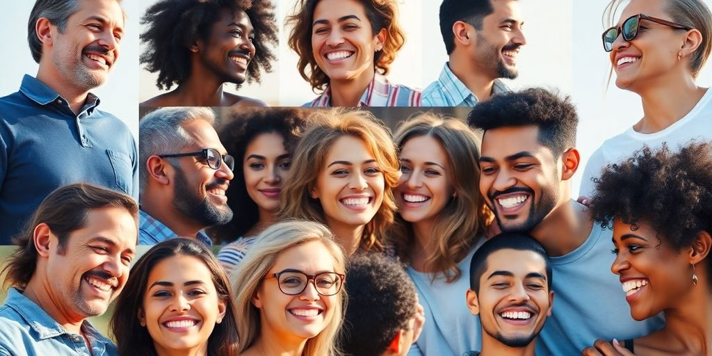 Diverse people embracing, hearts intertwined.