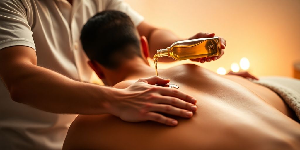 Man receiving a relaxing massage.