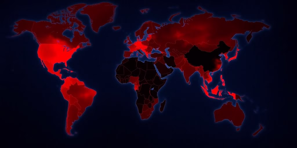 World map with dark red shading highlighting persecuted LGBTQ+ regions.
