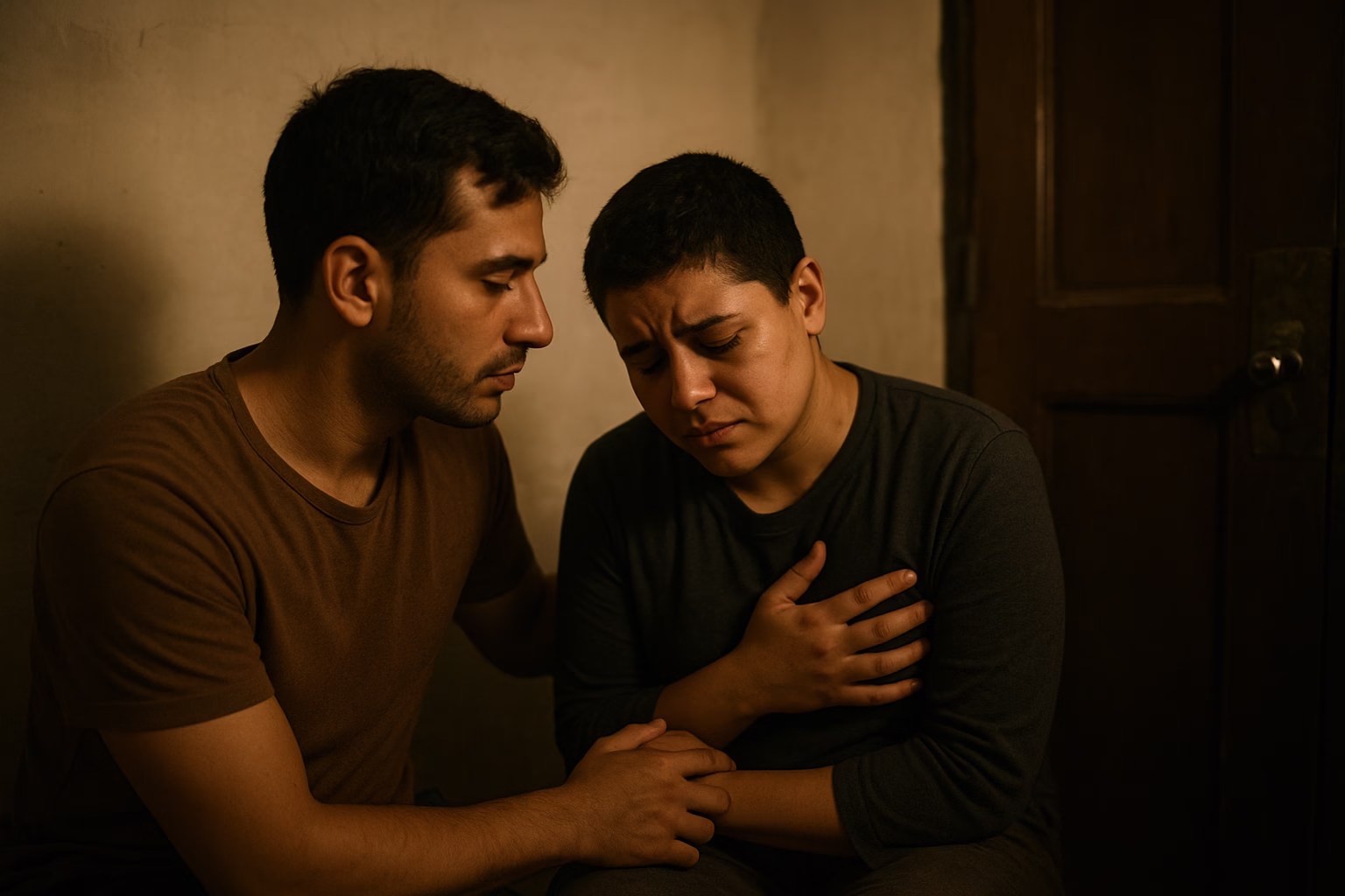 LGBTQ refugees receiving discreet medical care in a safe house within a Muslim-majority country