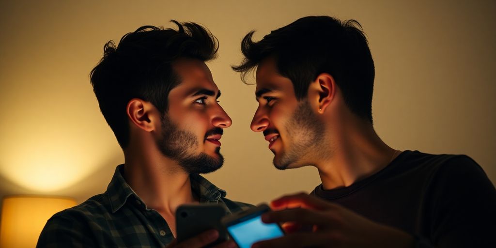 Two men share intimate moments on Snapchat.