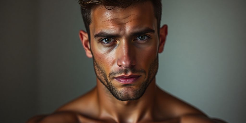 Chris.Topher 413 muscular body and intense gaze.