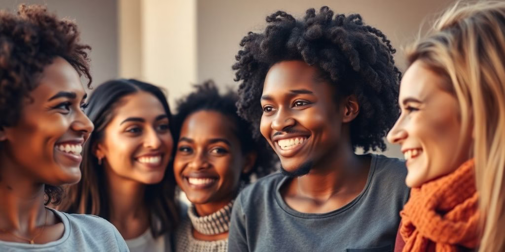 Diverse people connecting, fostering understanding.