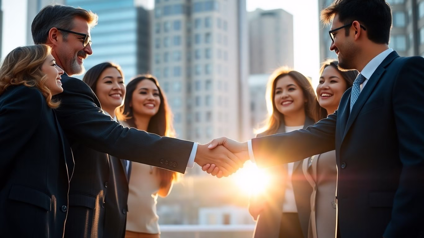 Diverse professionals collaborating for LGBTQ+ rights.