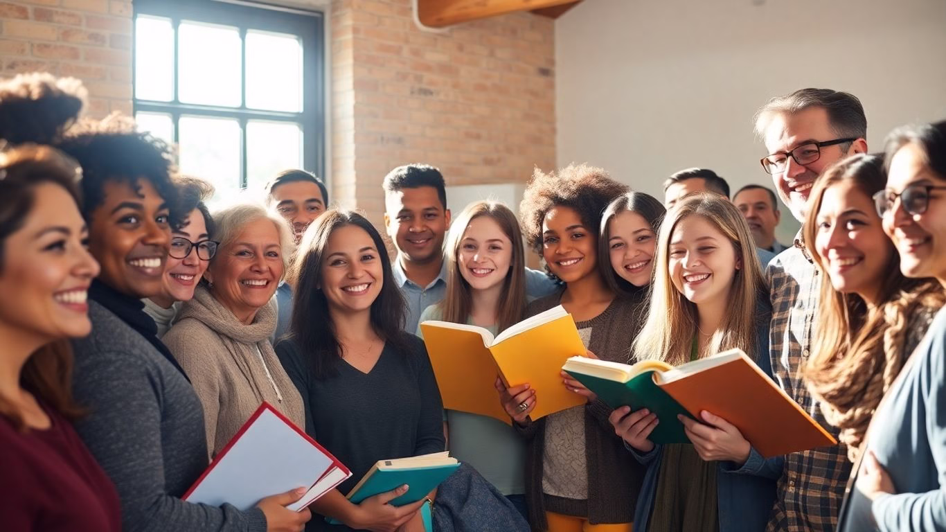 Diverse group learning about LGBTQ+ awareness