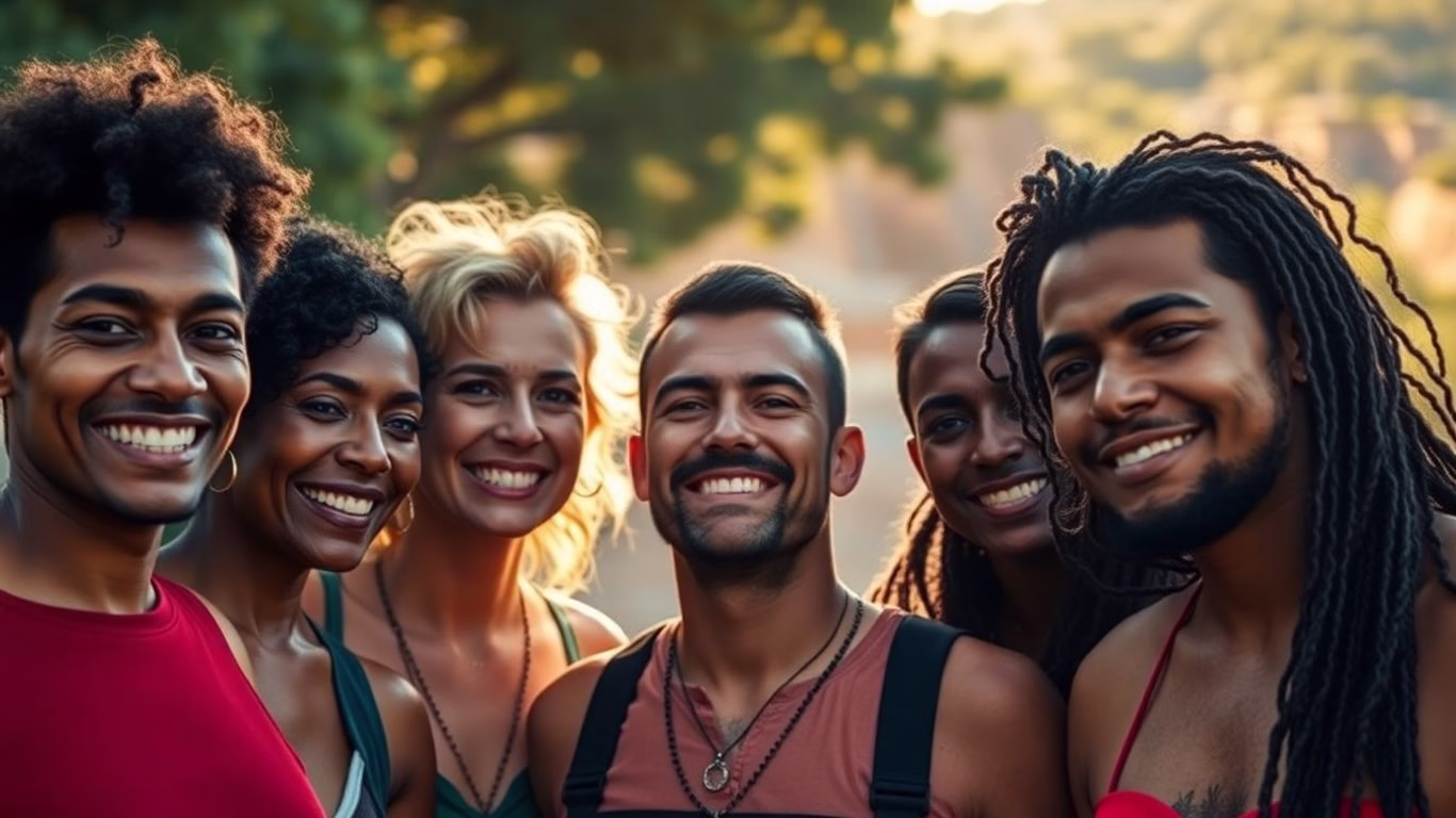 LGBTQ+ individuals united, looking towards a brighter future.