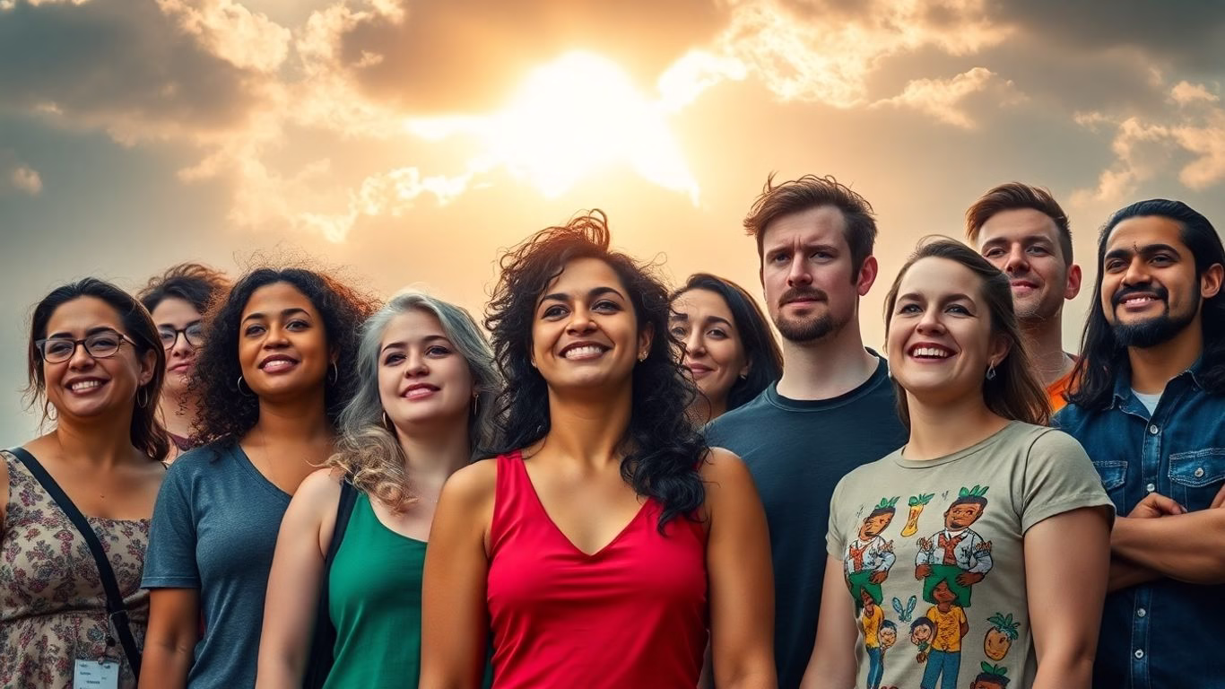 LGBTQ+ individuals united, facing challenges with hope.